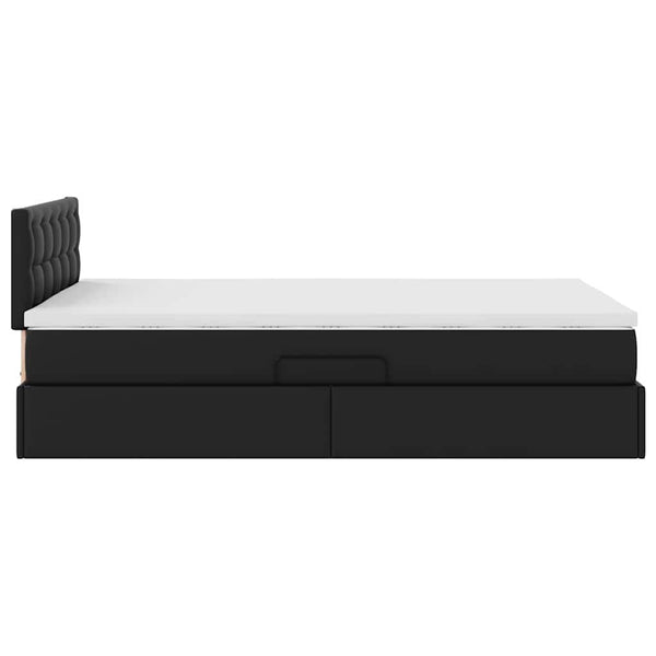vidaXL Storage Bed with LED Black 120 x 190 cm Faux Leather