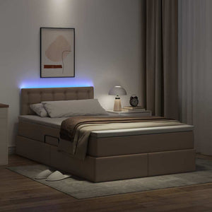 vidaXL Storage Bed with LED Cappuccino 120 x 190 cm Faux Leather