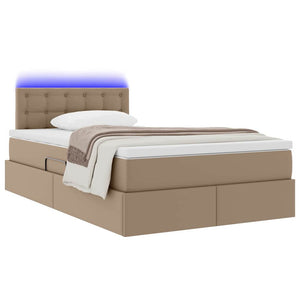 vidaXL Storage Bed with LED Cappuccino 120 x 190 cm Faux Leather