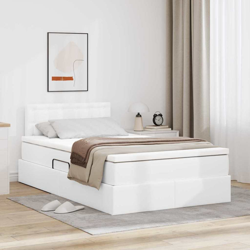 vidaXL Storage Bed with LED Clean White 120 x 200 cm Faux Leather