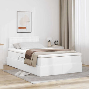 vidaXL Storage Bed with LED Clean White 120 x 200 cm Faux Leather