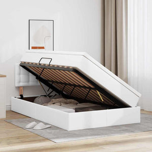 vidaXL Storage Bed with LED Clean White 120 x 200 cm Faux Leather