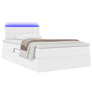 vidaXL Storage Bed with LED Clean White 120 x 200 cm Faux Leather