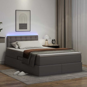 vidaXL Storage Bed with LED Grey 120 x 200 cm Faux Leather