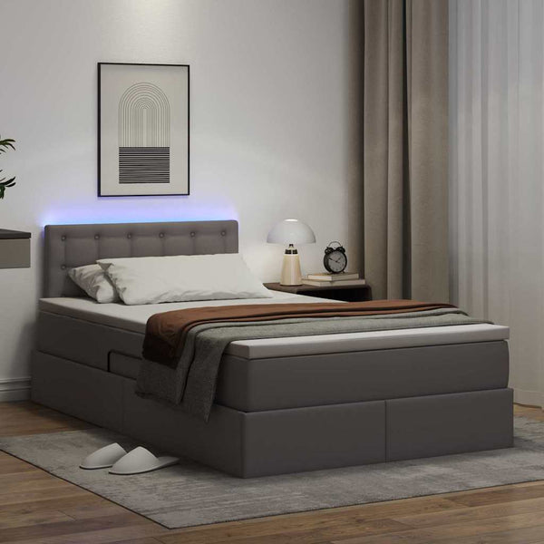 vidaXL Storage Bed with LED Grey 120 x 200 cm Faux Leather