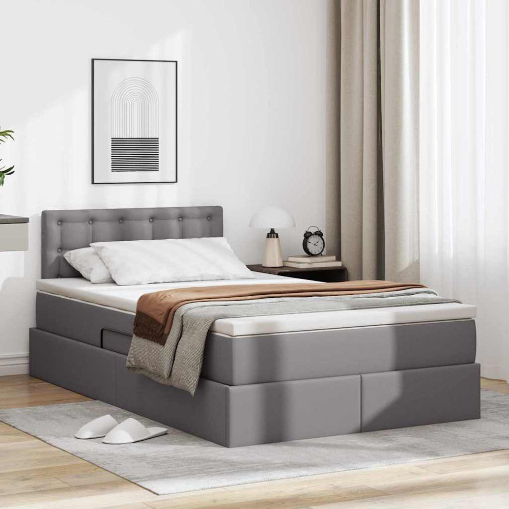 vidaXL Storage Bed with LED Grey 120 x 200 cm Faux Leather