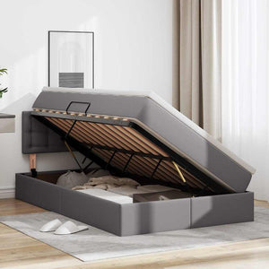 vidaXL Storage Bed with LED Grey 120 x 200 cm Faux Leather