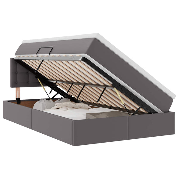 vidaXL Storage Bed with LED Grey 120 x 200 cm Faux Leather