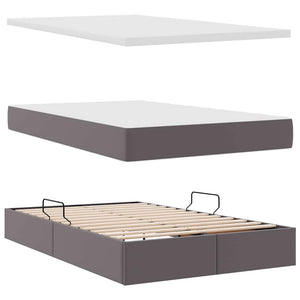 vidaXL Storage Bed with LED Grey 120 x 200 cm Faux Leather