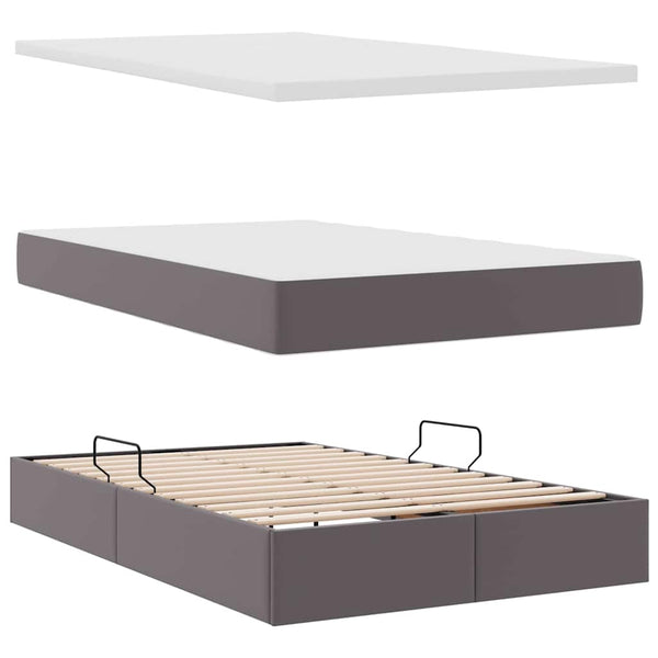 vidaXL Storage Bed with LED Grey 120 x 200 cm Faux Leather