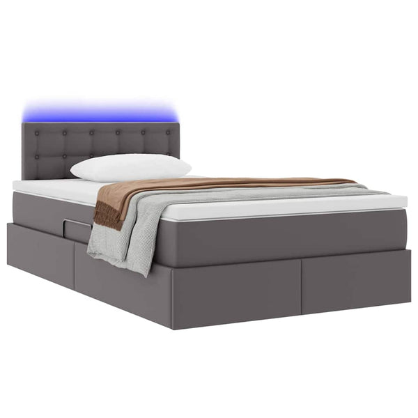 vidaXL Storage Bed with LED Grey 120 x 200 cm Faux Leather