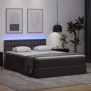 vidaXL Bed with Storage and LED Grey 140 x 190 cm Faux Leather