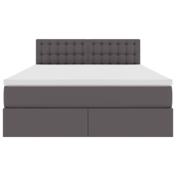 vidaXL Bed with Storage and LED Grey 140 x 190 cm Faux Leather