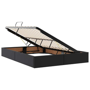 vidaXL Storage Bed with LED Black 140 x 200 cm Faux Leather