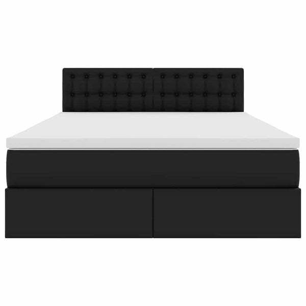 vidaXL Storage Bed with LED Black 140 x 200 cm Faux Leather