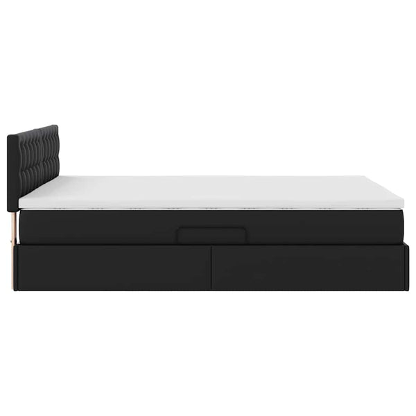 vidaXL Storage Bed with LED Black 140 x 200 cm Faux Leather