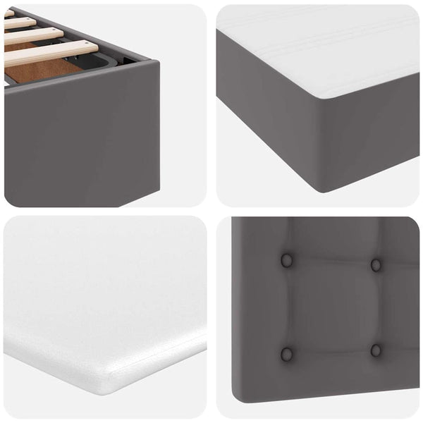 vidaXL Faux Leather Storage LED Bed Grey 140 x 200 cm
