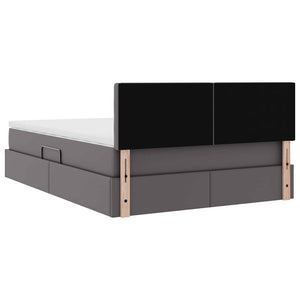 vidaXL Faux Leather Storage LED Bed Grey 140 x 200 cm