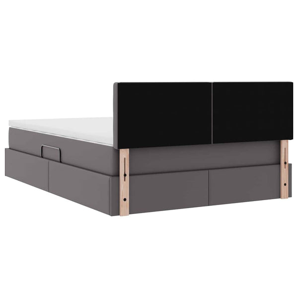 vidaXL Faux Leather Storage LED Bed Grey 140 x 200 cm