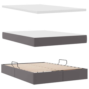 vidaXL Faux Leather Storage LED Bed Grey 140 x 200 cm