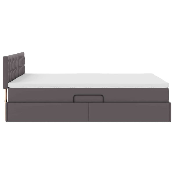vidaXL Faux Leather Storage LED Bed Grey 140 x 200 cm
