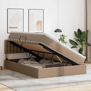 vidaXL Bed with Storage and LED Cappuccino 140 x 200 cm Faux Leather
