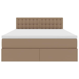vidaXL Bed with Storage and LED Cappuccino 140 x 200 cm Faux Leather