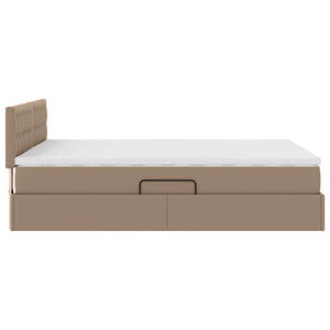 vidaXL Bed with Storage and LED Cappuccino 140 x 200 cm Faux Leather