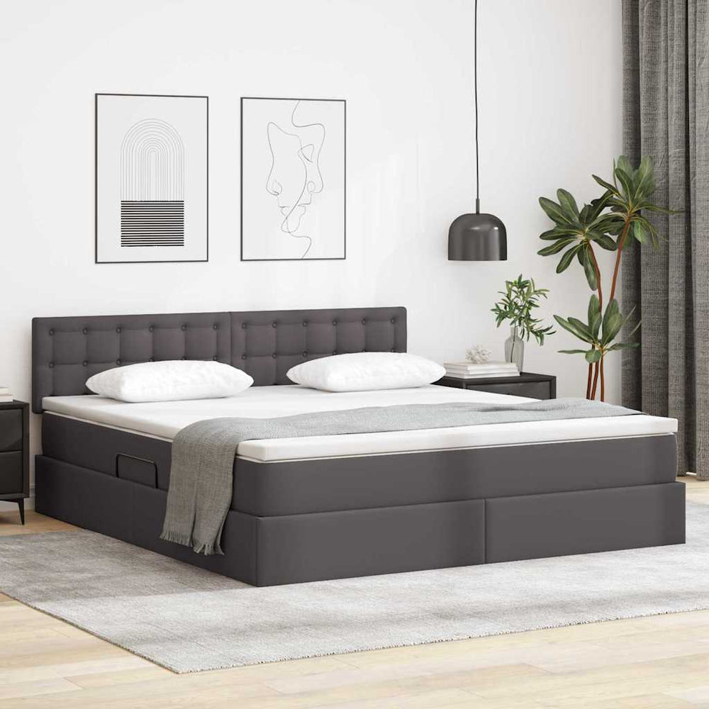 vidaXL Bed with Storage and LED Grey 160 x 200 cm Faux Leather