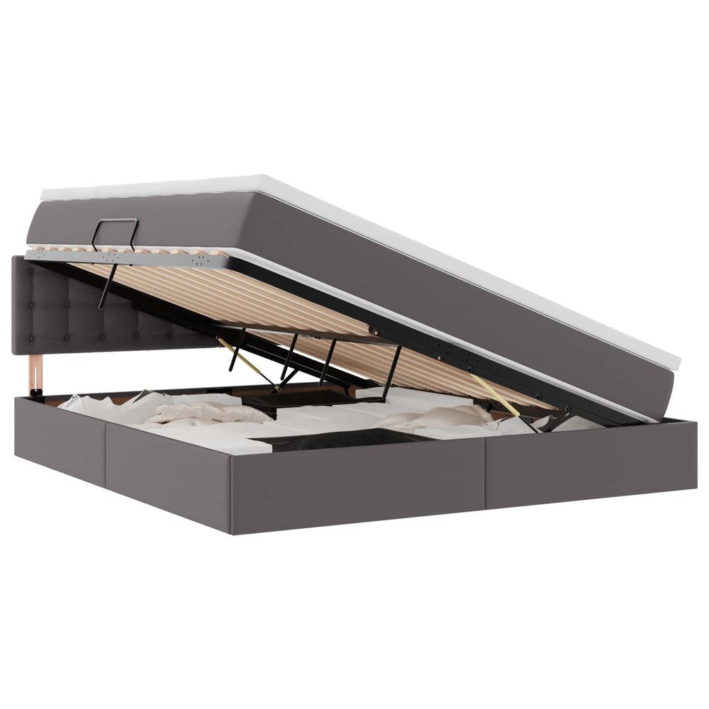 vidaXL Bed with Storage and LED Grey 160 x 200 cm Faux Leather