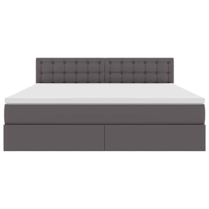 vidaXL Bed with Storage and LED Grey 160 x 200 cm Faux Leather