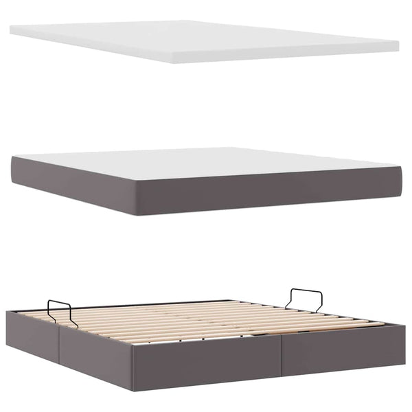 vidaXL Bed with Storage and LED Grey 160 x 200 cm Faux Leather