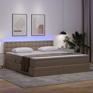 vidaXL Bed with Storage and LED Cappuccino 160 x 200 cm Faux Leather