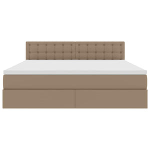 vidaXL Bed with Storage and LED Cappuccino 160 x 200 cm Faux Leather