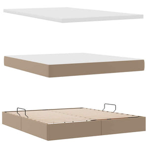 vidaXL Bed with Storage and LED Cappuccino 160 x 200 cm Faux Leather