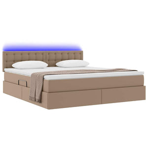 vidaXL Bed with Storage and LED Cappuccino 160 x 200 cm Faux Leather
