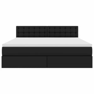 vidaXL Storage Bed with LED Black 180 x 200 cm Faux Leather