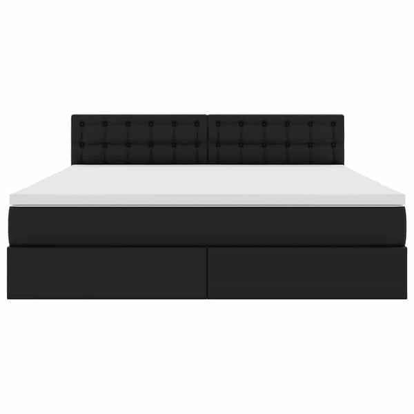vidaXL Storage Bed with LED Black 180 x 200 cm Faux Leather