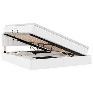 vidaXL Bed with Storage and LED Pure White 180 x 200 cm Faux Leather