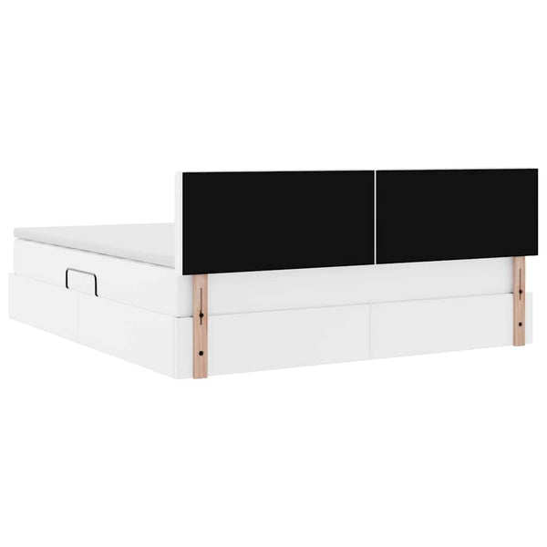 vidaXL Bed with Storage and LED Pure White 180 x 200 cm Faux Leather