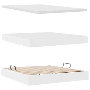vidaXL Bed with Storage and LED Pure White 180 x 200 cm Faux Leather