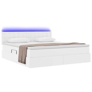vidaXL Bed with Storage and LED Pure White 180 x 200 cm Faux Leather
