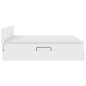 vidaXL Bed with Storage and LED Pure White 180 x 200 cm Faux Leather