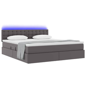vidaXL Bed with Storage and LED Grey 180 x 200 cm Faux Leather