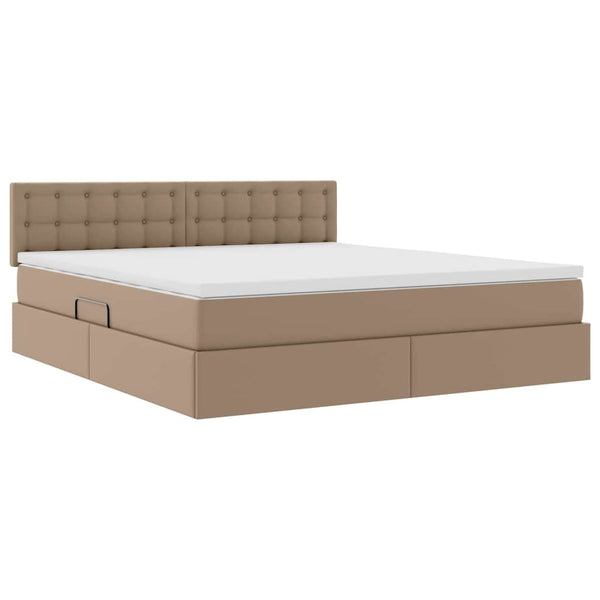vidaXL Faux Leather Storage Bed with LED Cappuccino 180 x 200 cm