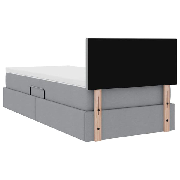 vidaXL Bed with Storage and LED Light Grey 90 x 190 cm Fabric
