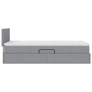 vidaXL Bed with Storage and LED Light Grey 90 x 190 cm Fabric