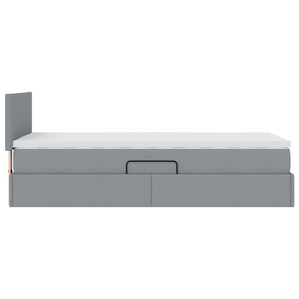 vidaXL Bed with Storage and LED Light Grey 90 x 190 cm Fabric