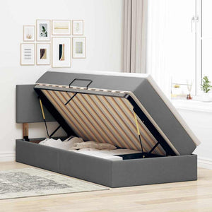 vidaXL Bed with Storage and LED Dark Gray 90 x 190 cm Fabric