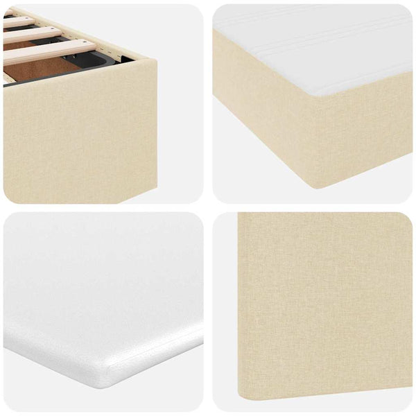 vidaXL Bed with Storage and LED with Mattress Cream 90 x 190 cm Fabric